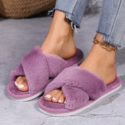 Elegant Open Toe Fuzzy Slippers Slippers