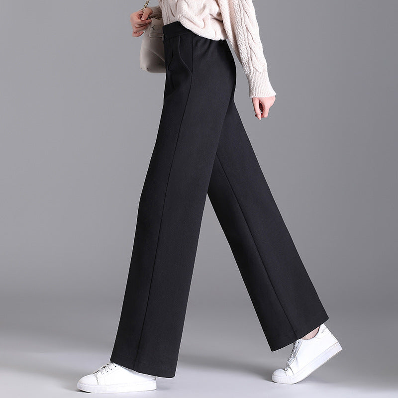 Buttoned Straight Leg Pant Black Women's Clothing