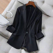 Clara Linen Blazer – Elegant Lightweight Tailored Fit Black Blazers