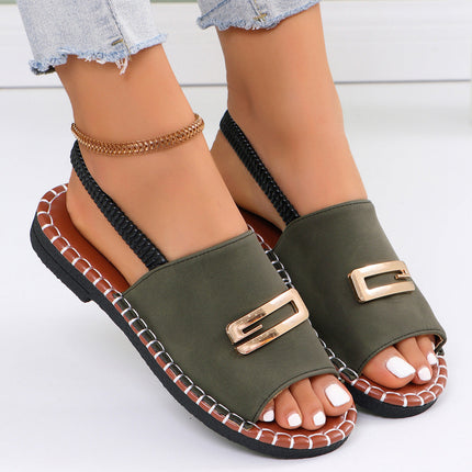 Glint Stitched Flat Green Women's Footwear