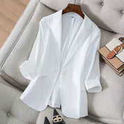 Clara Linen Blazer – Elegant Lightweight Tailored Fit White Blazers
