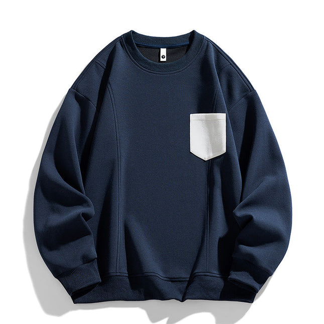Sable Pocketed Crew Neck Blue Men's Clothing