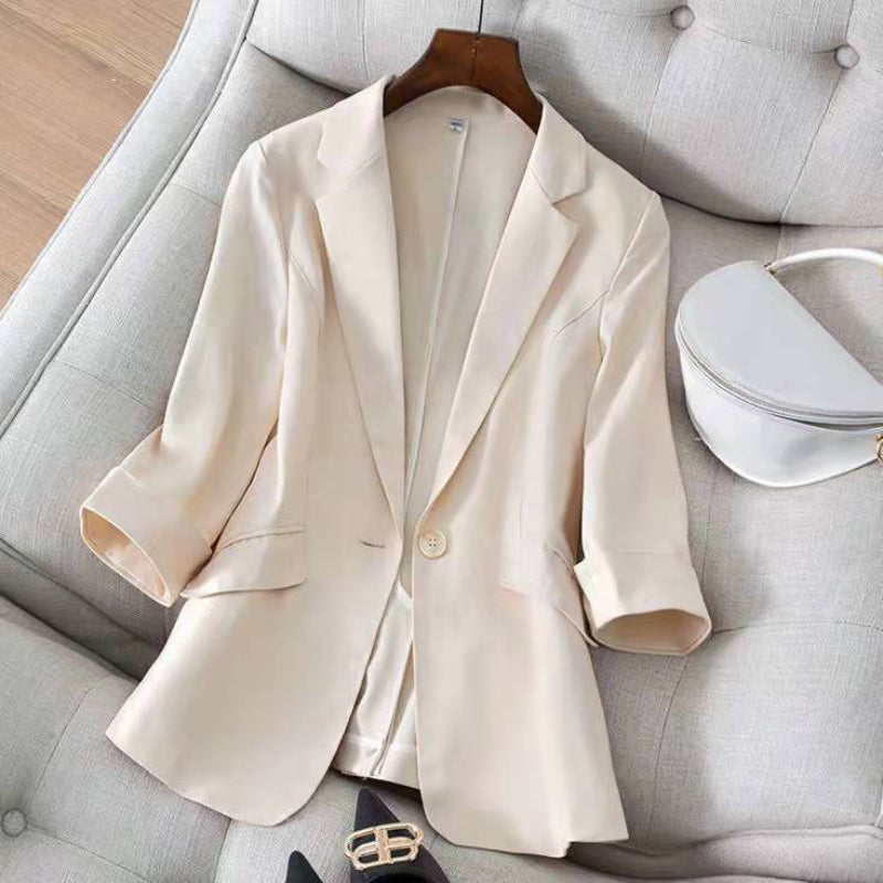 Clara Linen Blazer – Elegant Lightweight Tailored Fit Beige Blazers