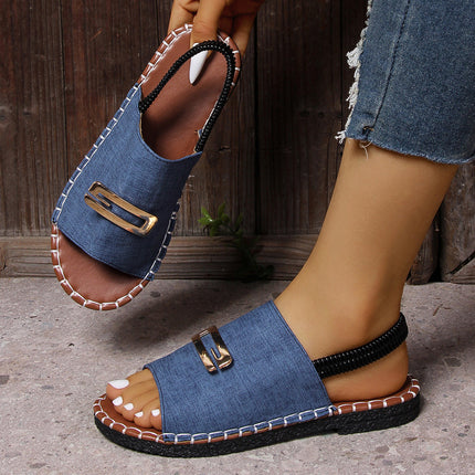 Glint Stitched Flat Blue Women's Footwear