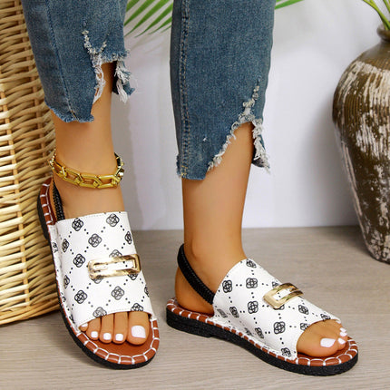 Glint Stitched Flat White Stamped Women's Footwear
