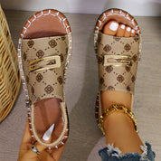 Glint Stitched Flat Light Brown Women's Footwear