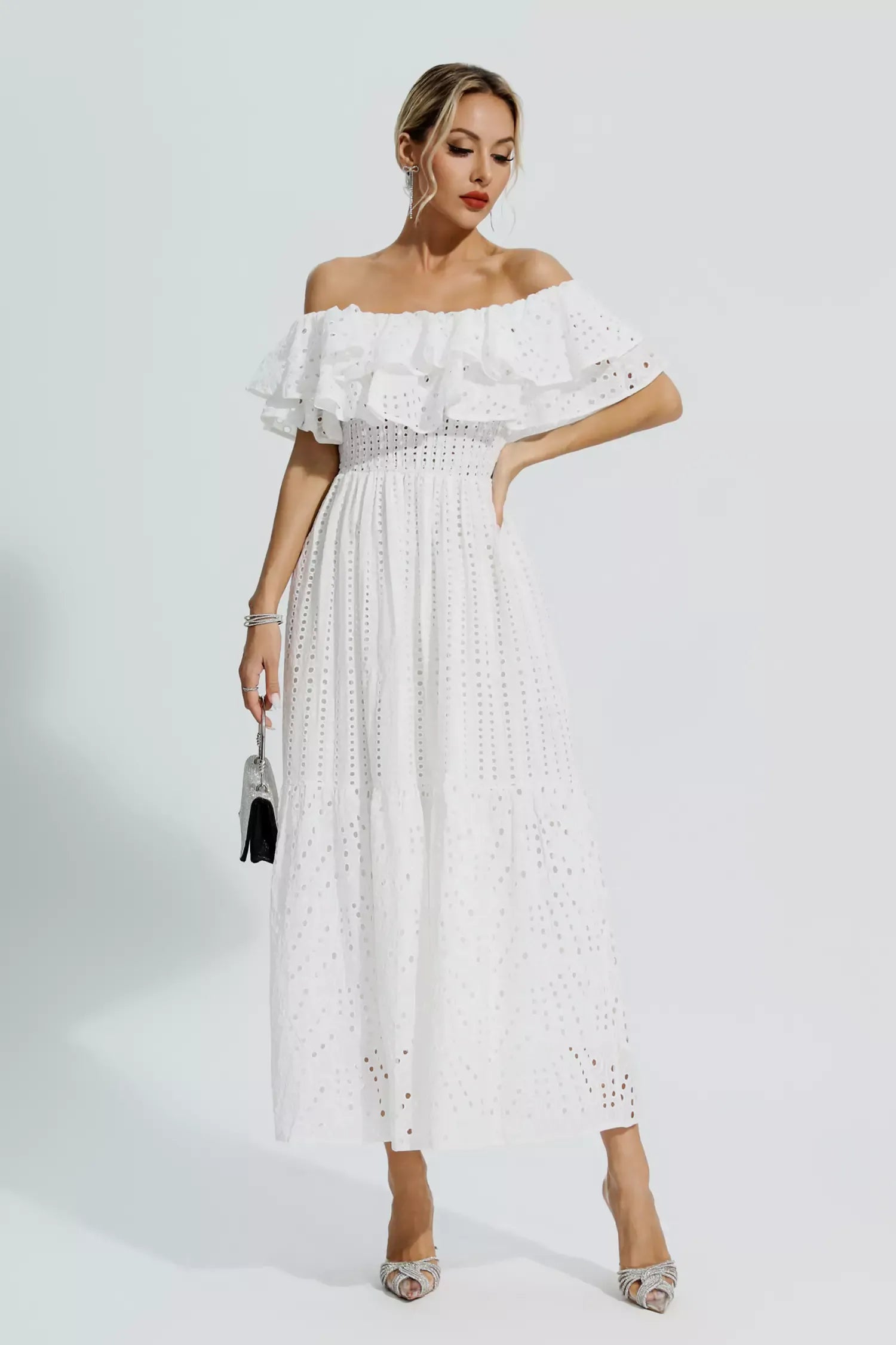 Erica™ | White Cutout Ruffle Maxi Dress Dresses