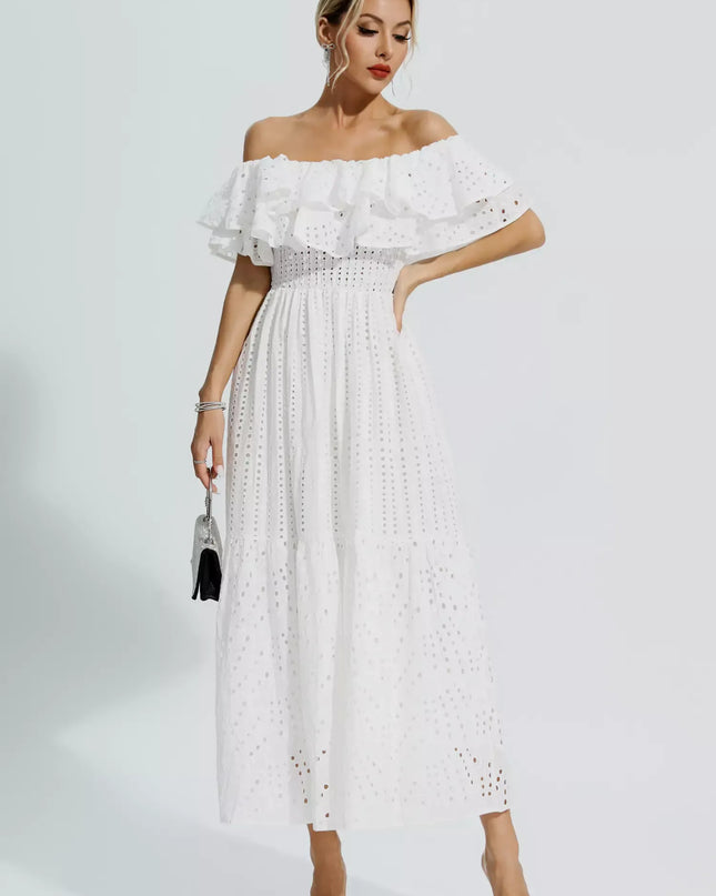 Erica™ | White Cutout Ruffle Maxi Dress Dresses
