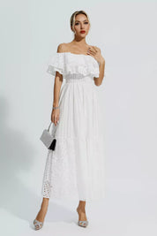Erica™ | White Cutout Ruffle Maxi Dress Dresses