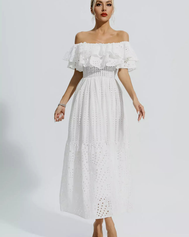 Erica™ | White Cutout Ruffle Maxi Dress XL Dresses
