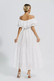 Erica™ | White Cutout Ruffle Maxi Dress Dresses