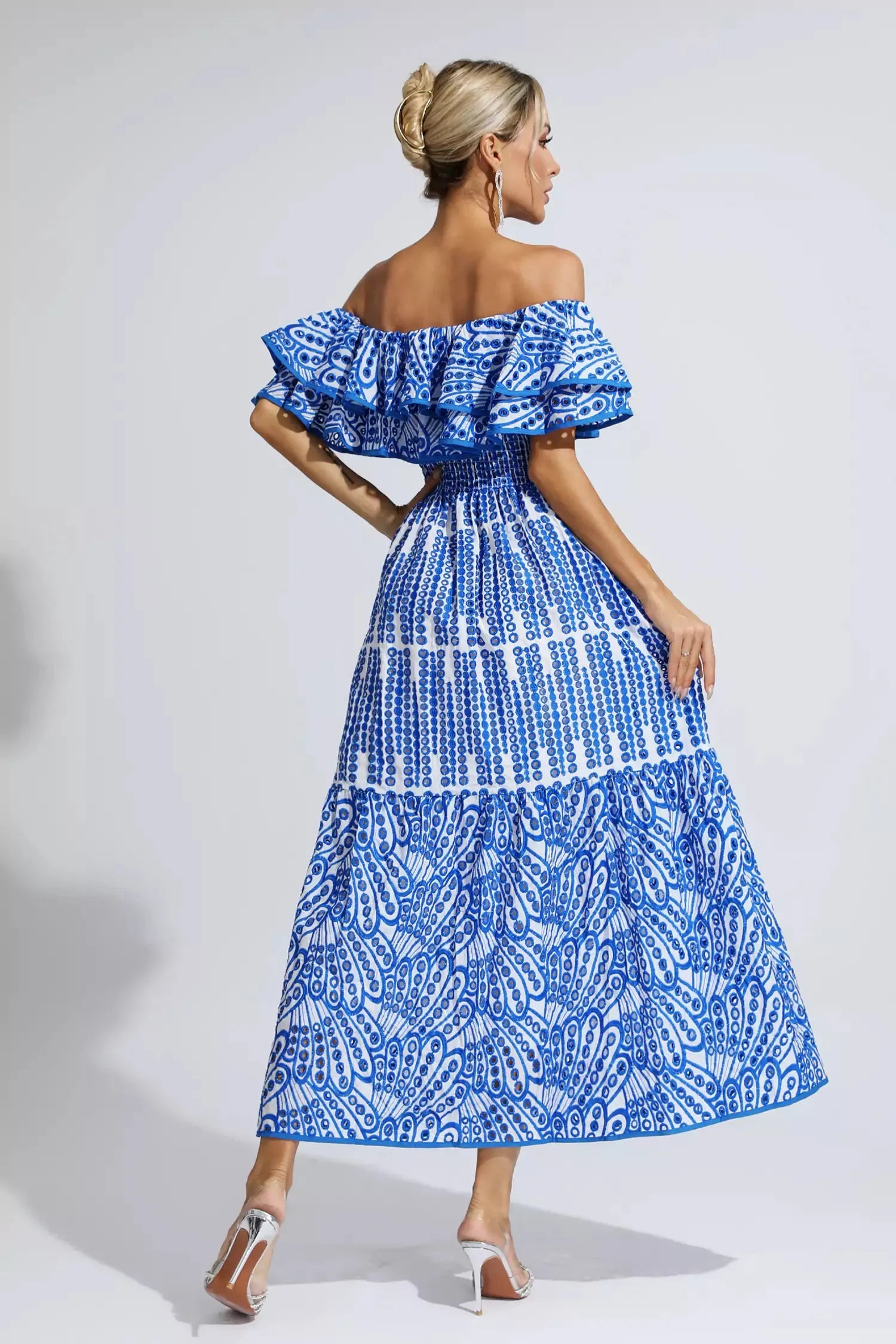 Shay™ | Blue Cutout Ruffle Maxi Dress Dresses