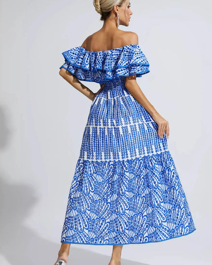 Shay™ | Blue Cutout Ruffle Maxi Dress Dresses