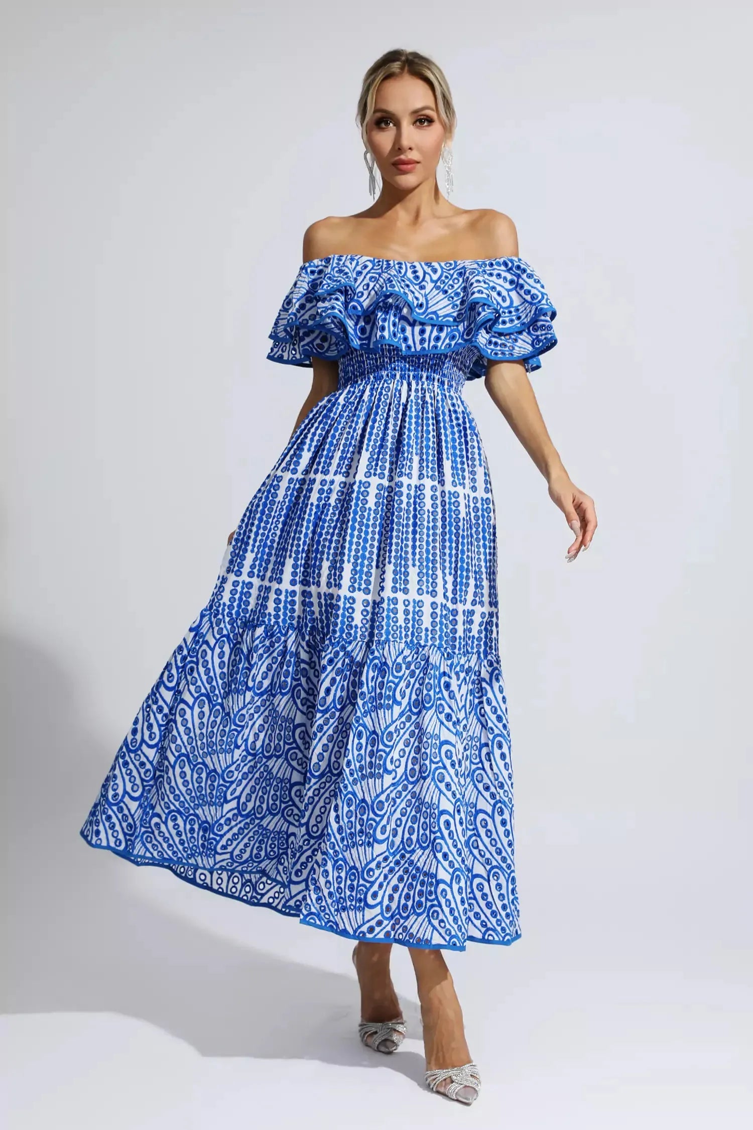 Shay™ | Blue Cutout Ruffle Maxi Dress Dresses