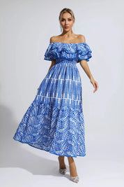 Shay™ | Blue Cutout Ruffle Maxi Dress Dresses