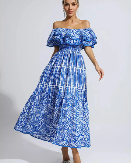Shay™ | Blue Cutout Ruffle Maxi Dress Dresses