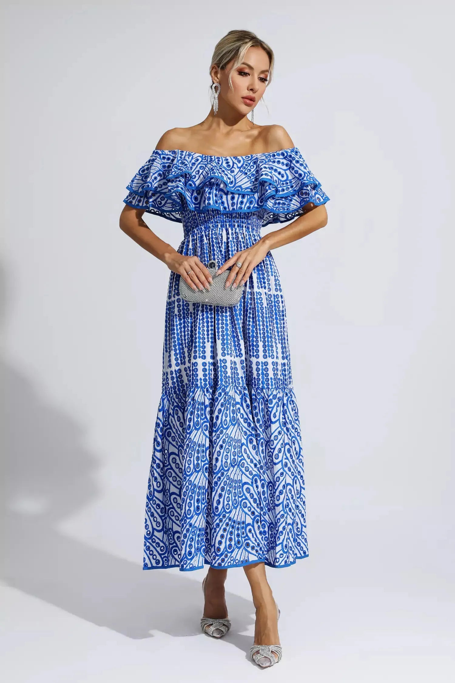 Shay™ | Blue Cutout Ruffle Maxi Dress XL Dresses