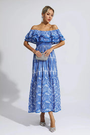 Shay™ | Blue Cutout Ruffle Maxi Dress XL Dresses