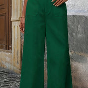 Mara High-Waisted Relaxed Trousers Green