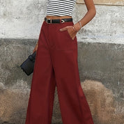 Mara High-Waisted Relaxed Trousers Burgundy