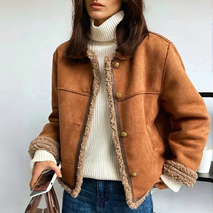 Women's Luxe Shearling Jacket Brown Jacket