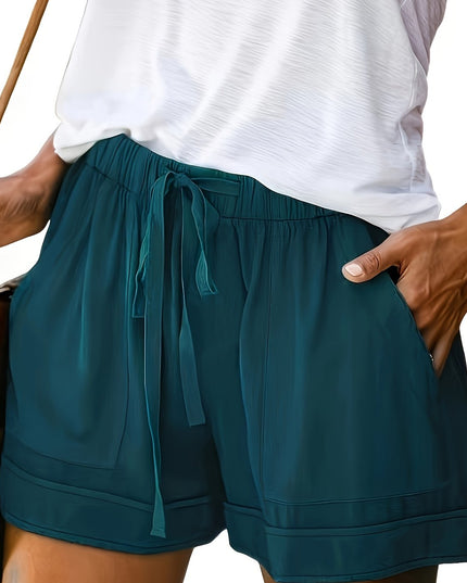 Maya Relaxed Drawstring Shorts Dark Green
