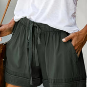 Maya Relaxed Drawstring Shorts Olive Green