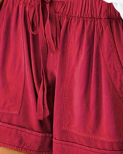 Maya Relaxed Drawstring Shorts Burgundy