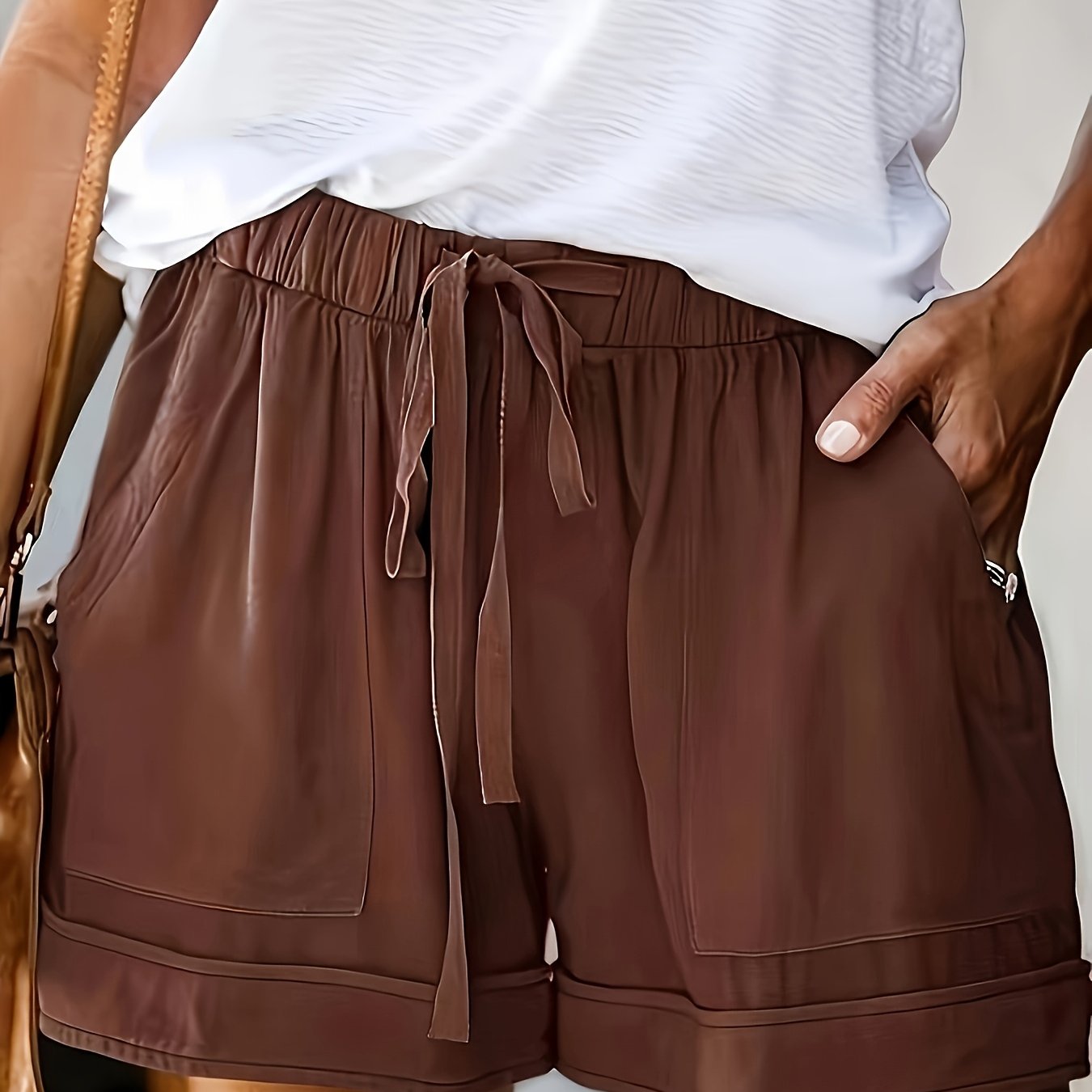 Maya Relaxed Drawstring Shorts Brown