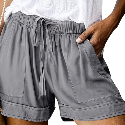 Maya Relaxed Drawstring Shorts Light Grey