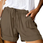 Maya Relaxed Drawstring Shorts Olive Brown
