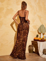 Cadence™ | Leopard Print Spaghetti Maxi Dress Dresses
