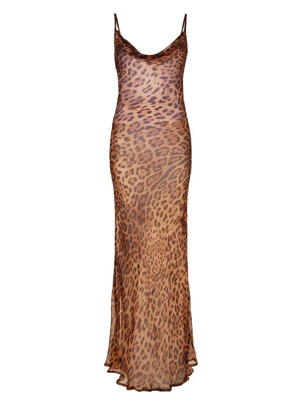 Cadence™ | Leopard Print Spaghetti Maxi Dress Dresses