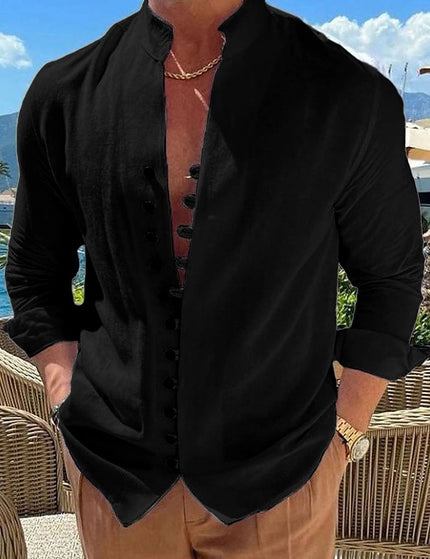 Men's Long-sleeved Shirt Black Shirt