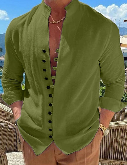Men's Long-sleeved Shirt Green Shirt