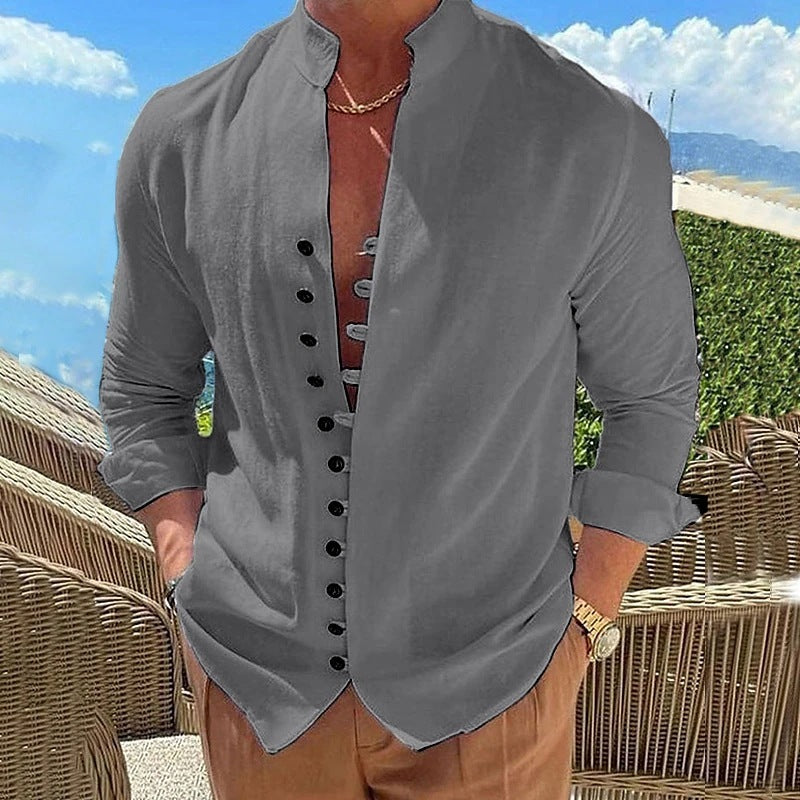Men's Long-sleeved Shirt Grey Shirt