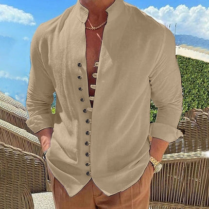 Men's Long-sleeved Shirt Khaki Shirt