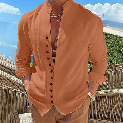 Men's Long-sleeved Shirt Orange Shirt