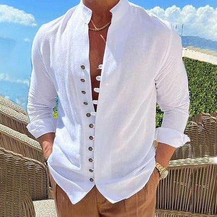 Men's Long-sleeved Shirt White Shirt
