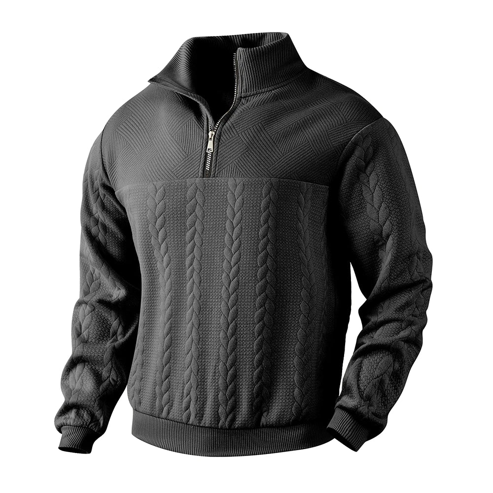 Premium Quarter-Zip Pullover Sweatshirt Black Sweatshirt