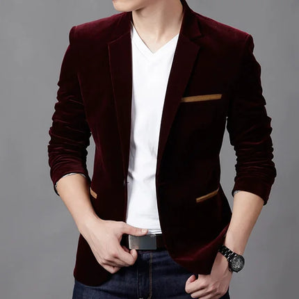 Men's Casual Blazer Jacket Burgundy Blazer