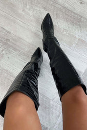 Mila™ Black Croc Knee-High Boots Boots