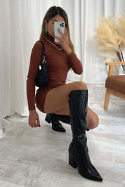 Mila™ Black Croc Knee-High Boots Boots
