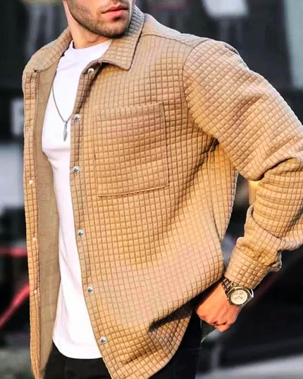 Men's Lapel Long Sleeve Comfort Jacket Khaki Jackets
