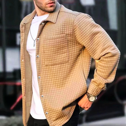 Men's Lapel Long Sleeve Comfort Jacket Khaki Jackets
