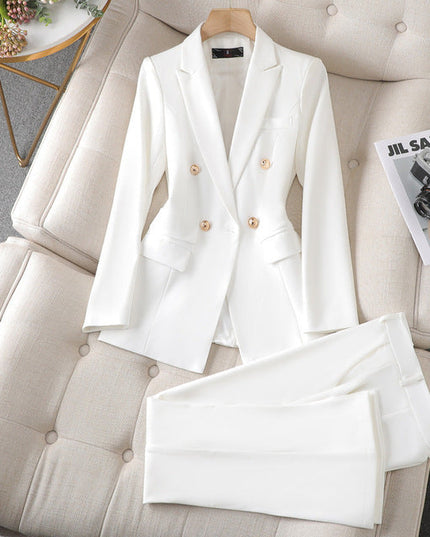 Women's Tailored Blazer Pantsuit Set Blazer Set white Blazer