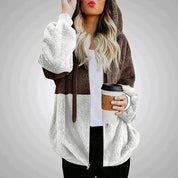 Casual Loose Plush Patchwork Hoodie Hoodie
