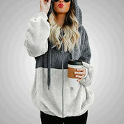Casual Loose Plush Patchwork Hoodie Hoodie