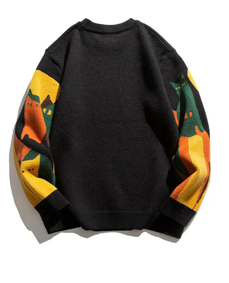 Artistic Cat Design Sweater Sweater