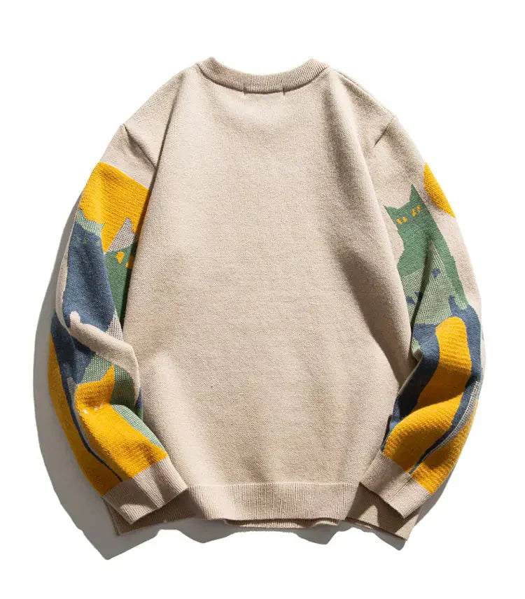 Artistic Cat Design Sweater Sweater